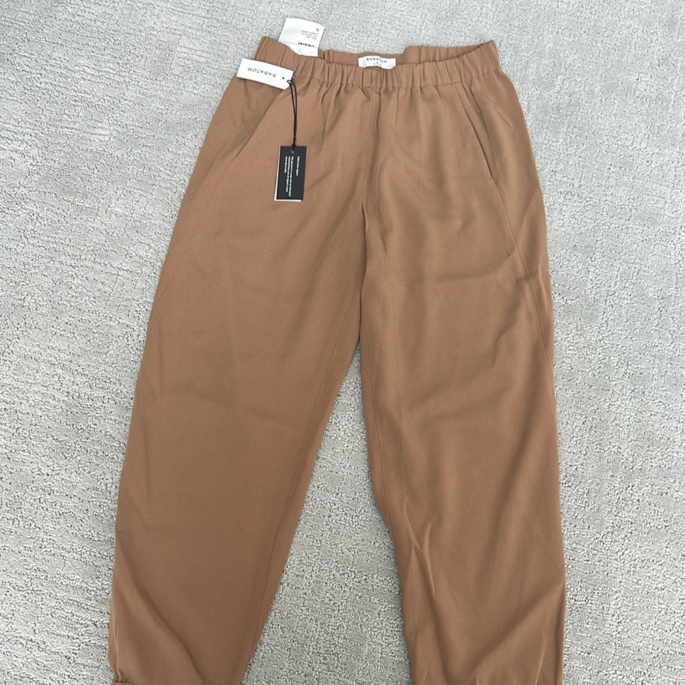 Babaton Brown Ankle Cropped Pants Relaxed Fit